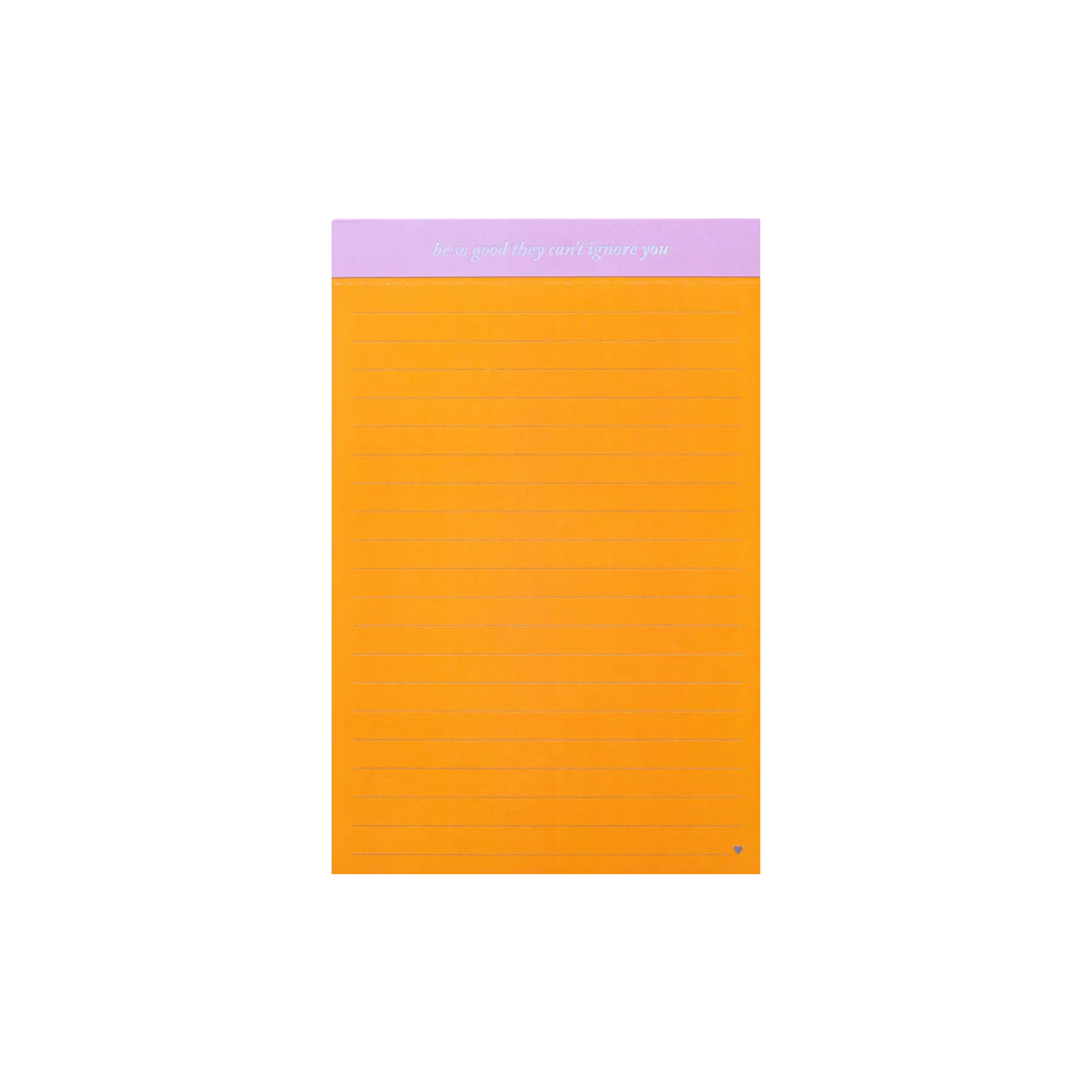 Orange motivational notepad with purple header reading “Be So Good They Can’t Ignore You” – Funky Confetti